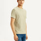 Men's Solid Beige Slim Fit T-shirt - Side View