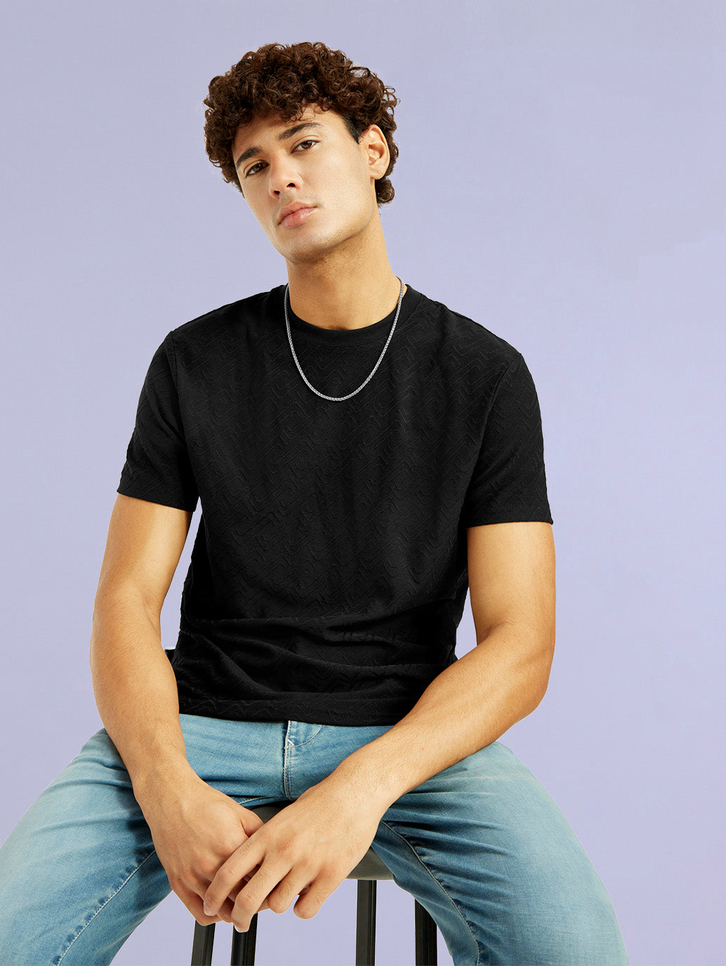 Men's Redloop Solid Black Slim Fit T-shirt