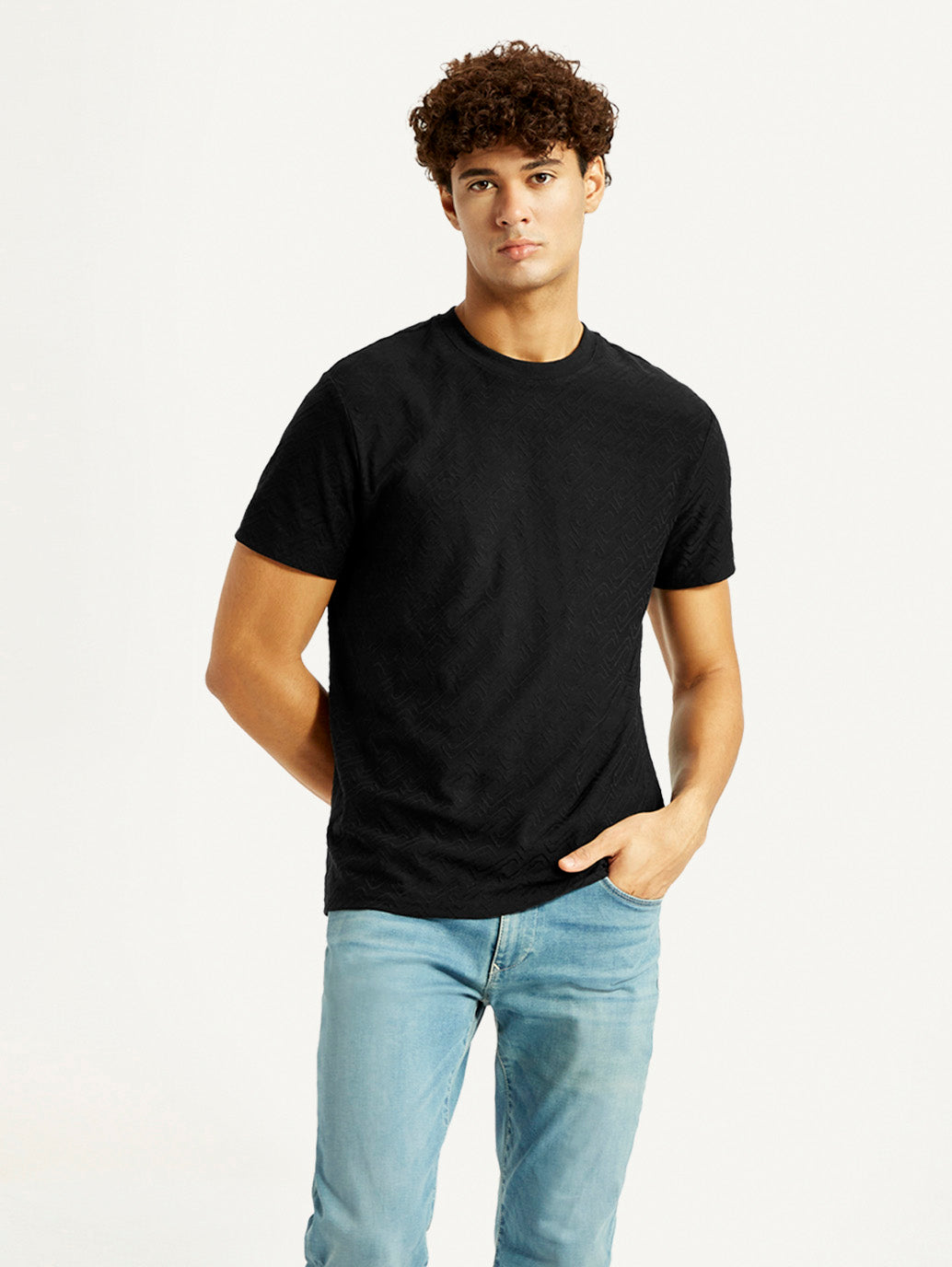 Men's Redloop Solid Black Slim Fit T-shirt - Styleshot View