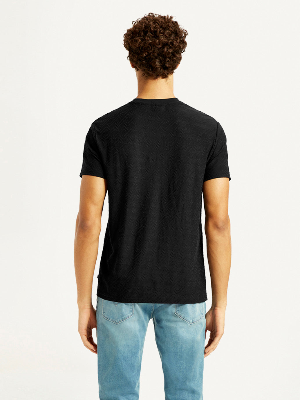 Men's Redloop Solid Black Slim Fit T-shirt - Back View