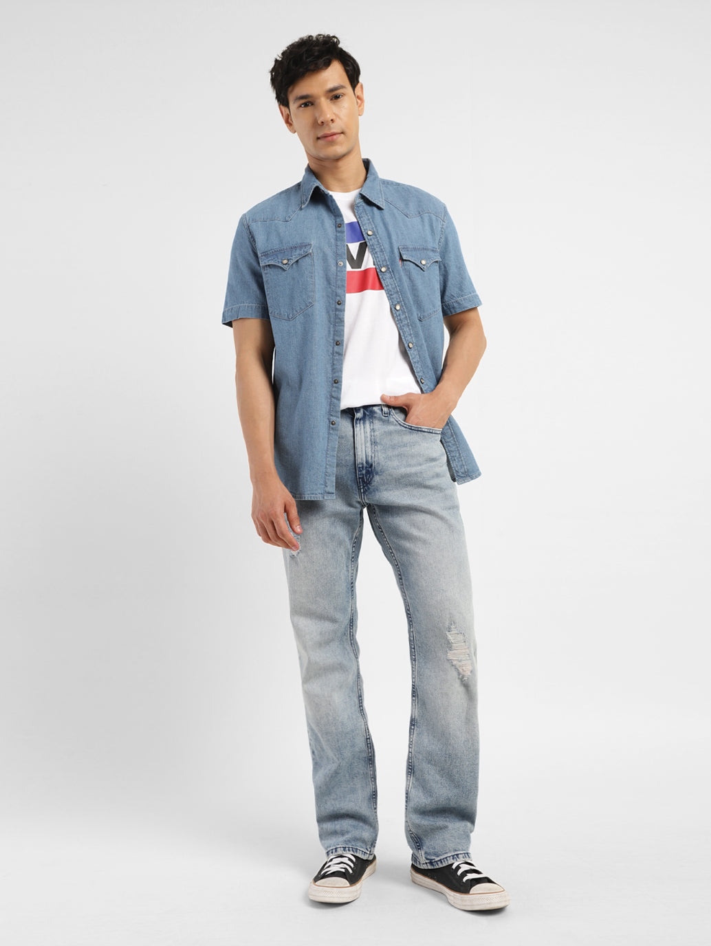 Men's 527 Blue Bootcut Fit Mid Rise Jeans