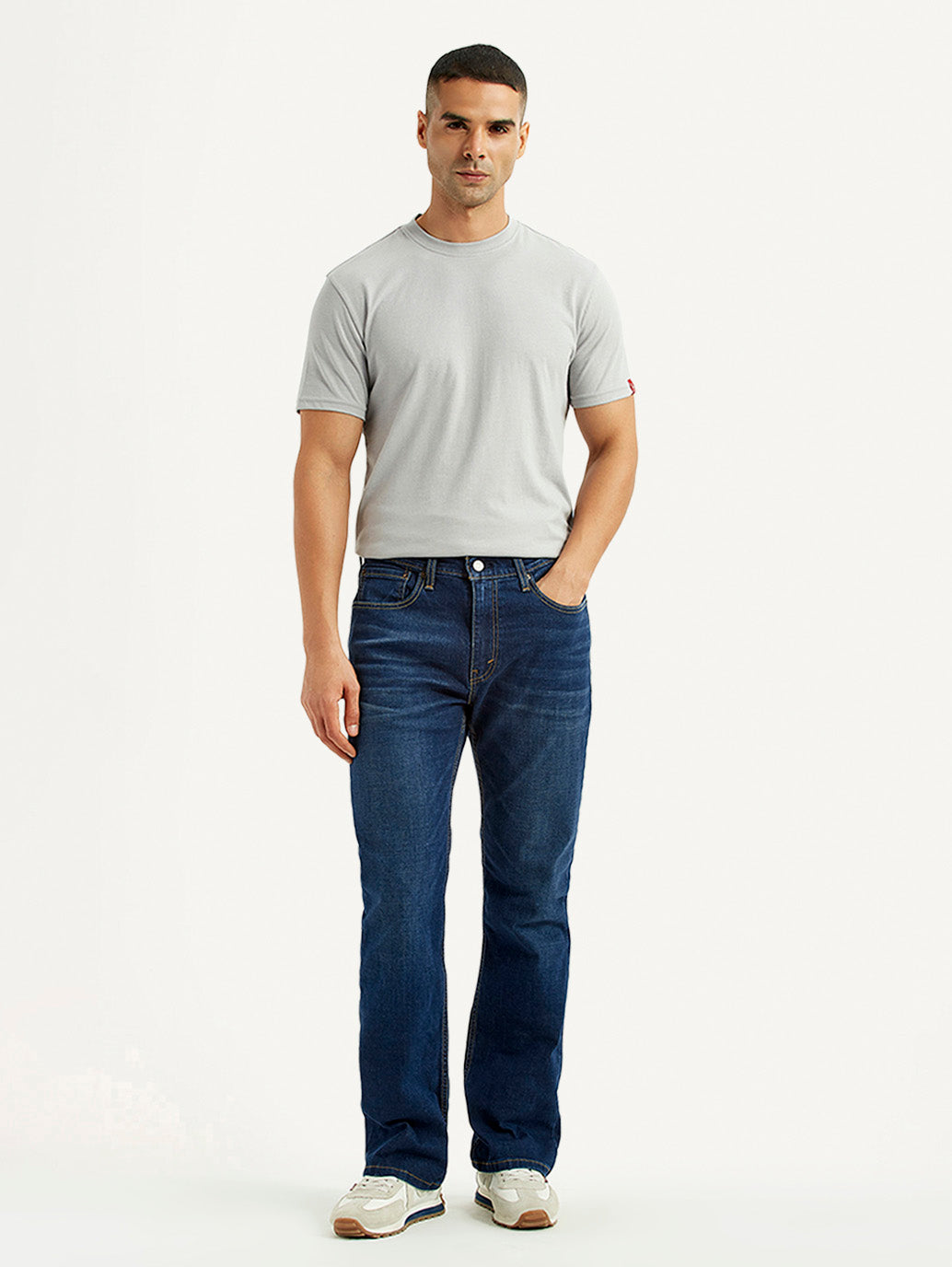 Men's 527 Dark Blue Slim Bootcut Fit Mid Rise Jeans - Front View