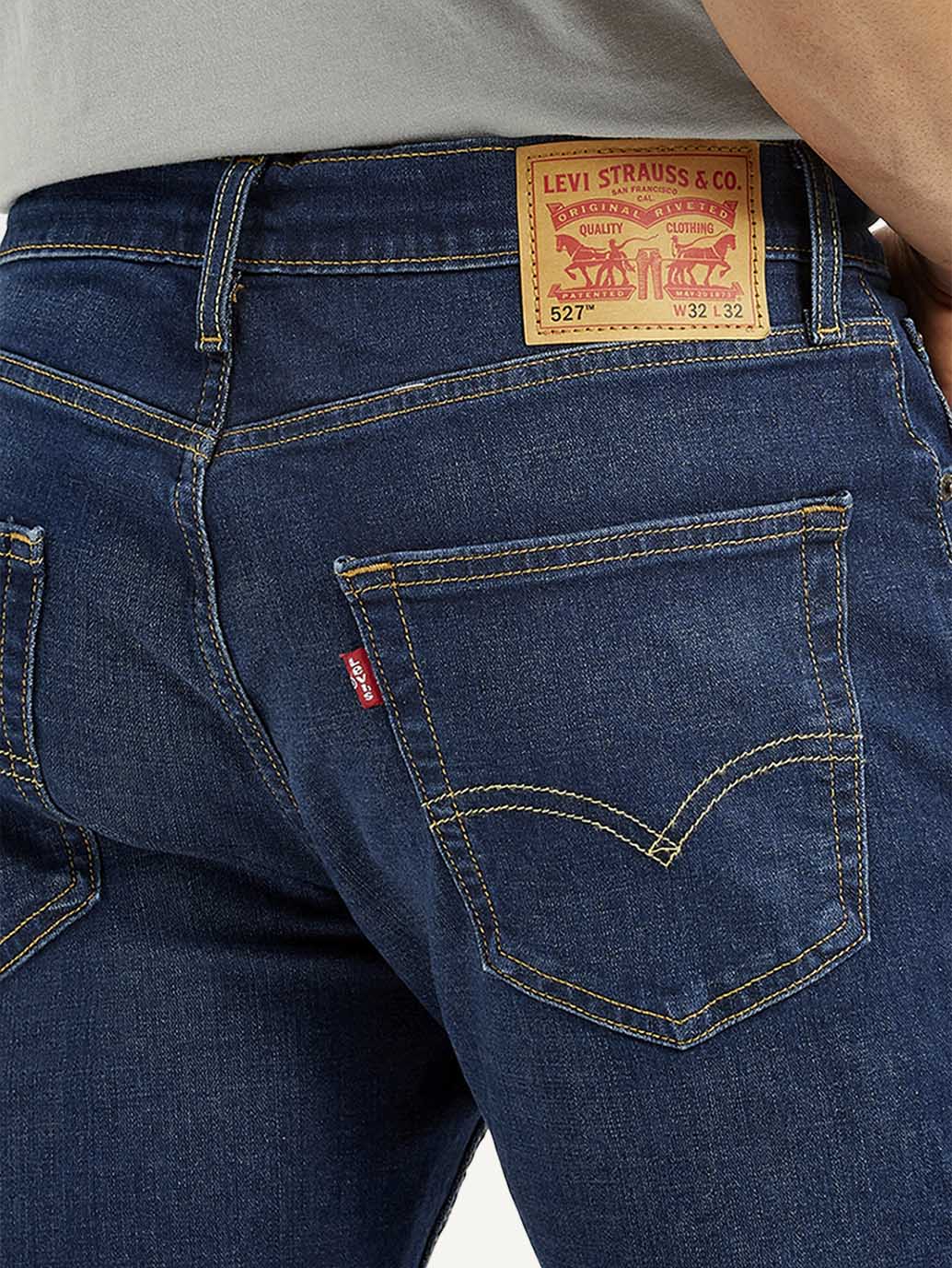 Men's 527 Dark Blue Slim Bootcut Fit Mid Rise Jeans - Detail View