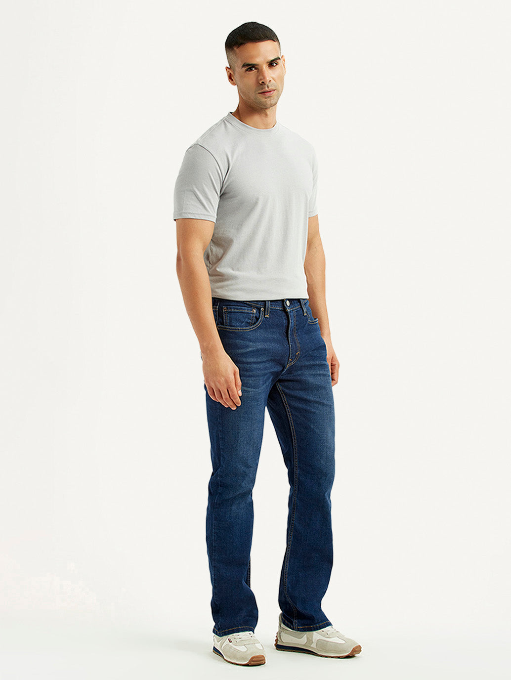 Men's 527 Dark Blue Slim Bootcut Fit Mid Rise Jeans - Side View