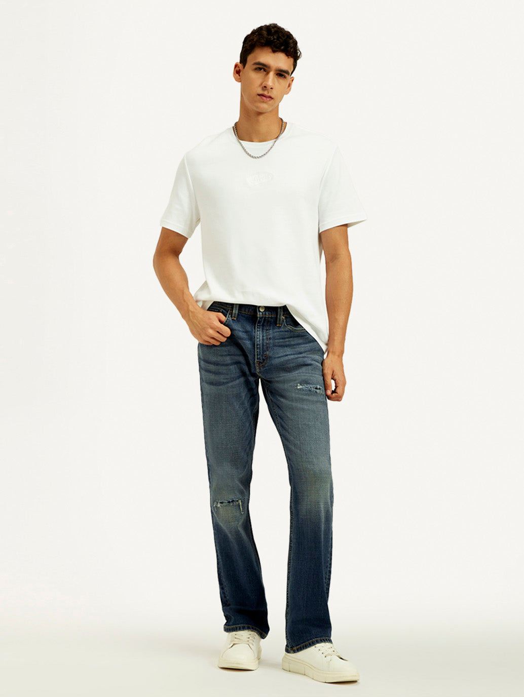 Men's Tinted 527 Dark Indigo Bootcut Fit Mid Rise Jeans - Styleshot View