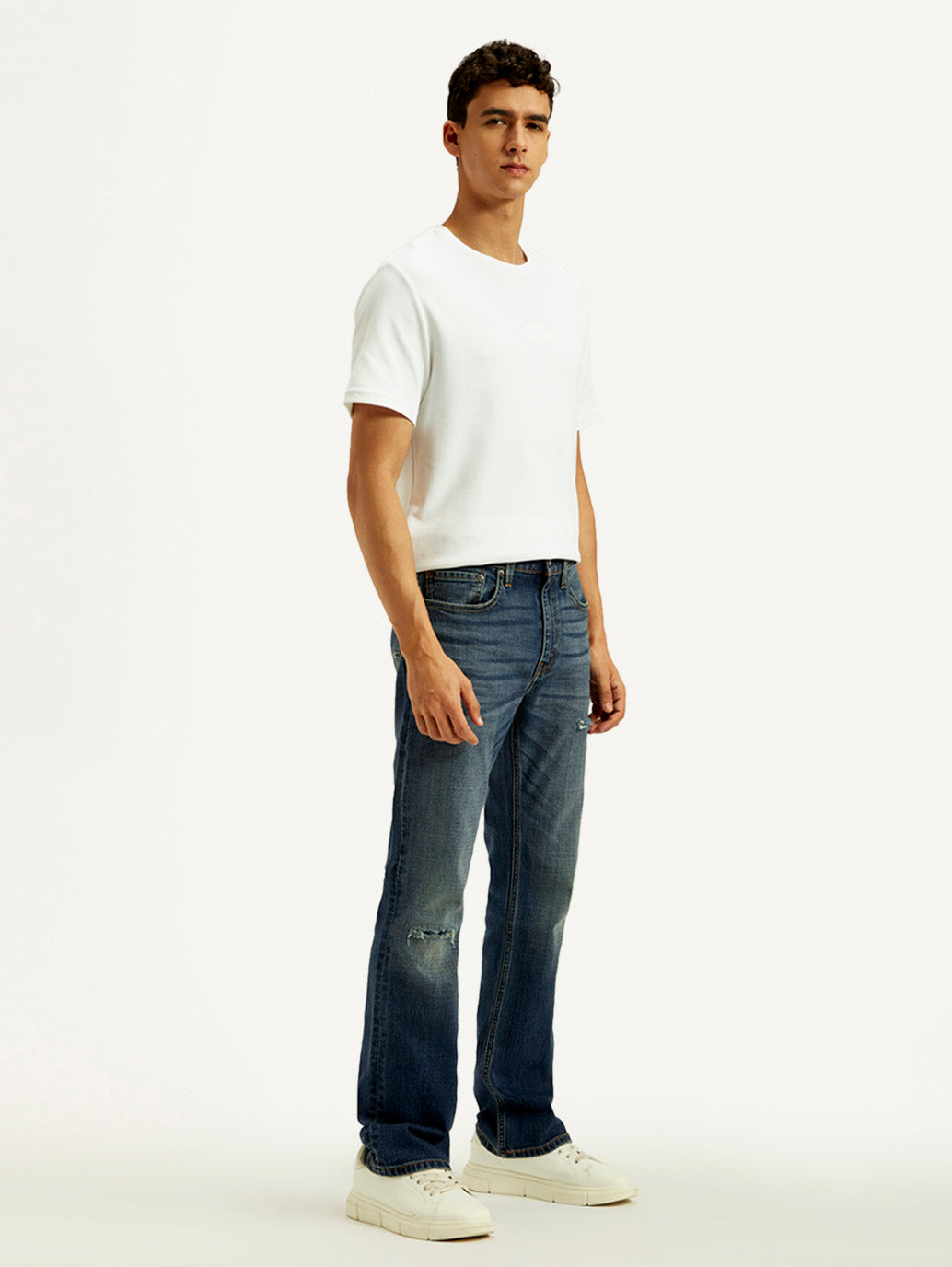 Men's Tinted 527 Dark Indigo Bootcut Fit Mid Rise Jeans - Side View