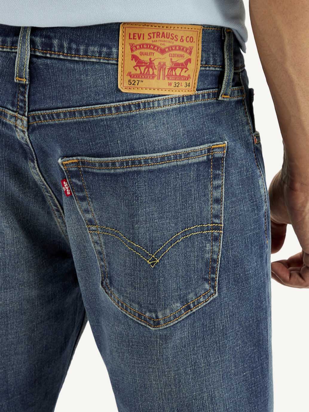 Men's 527 Blue Bootcut Fit Mid Rise Jeans - Detail View