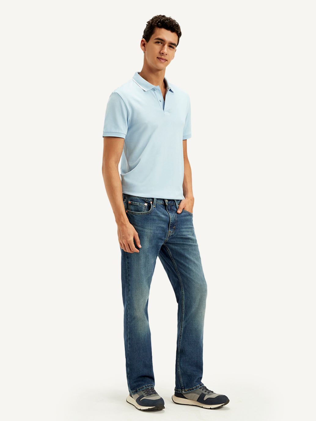 Men's 527 Blue Bootcut Fit Mid Rise Jeans - Side View