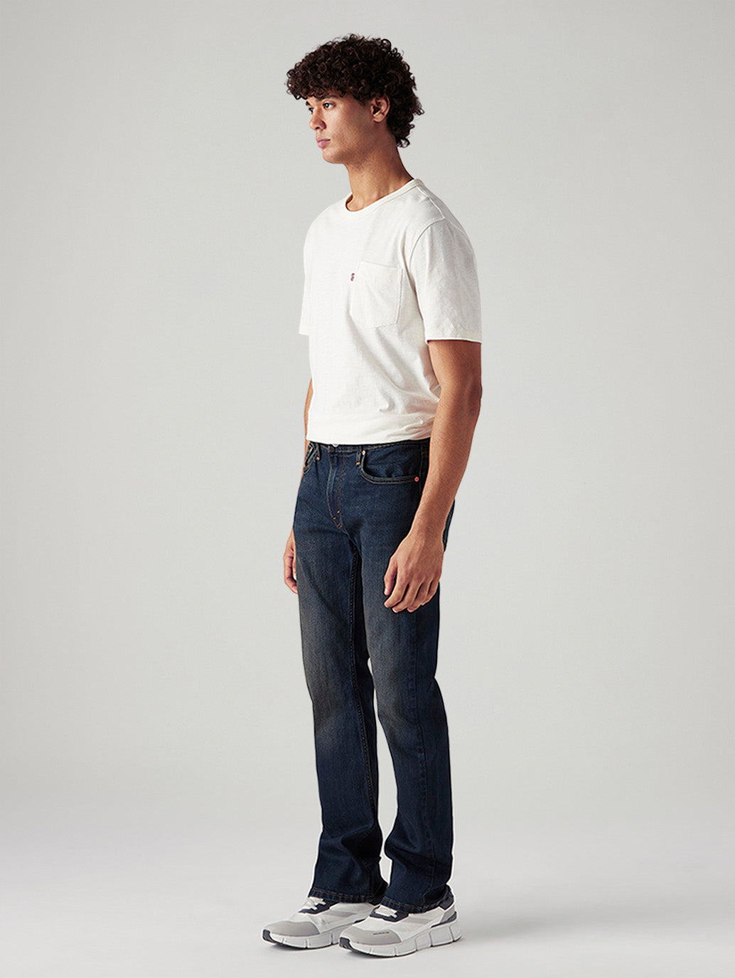 Men's Tinted 527 Navy Bootcut Mid Rise Jeans - Side View
