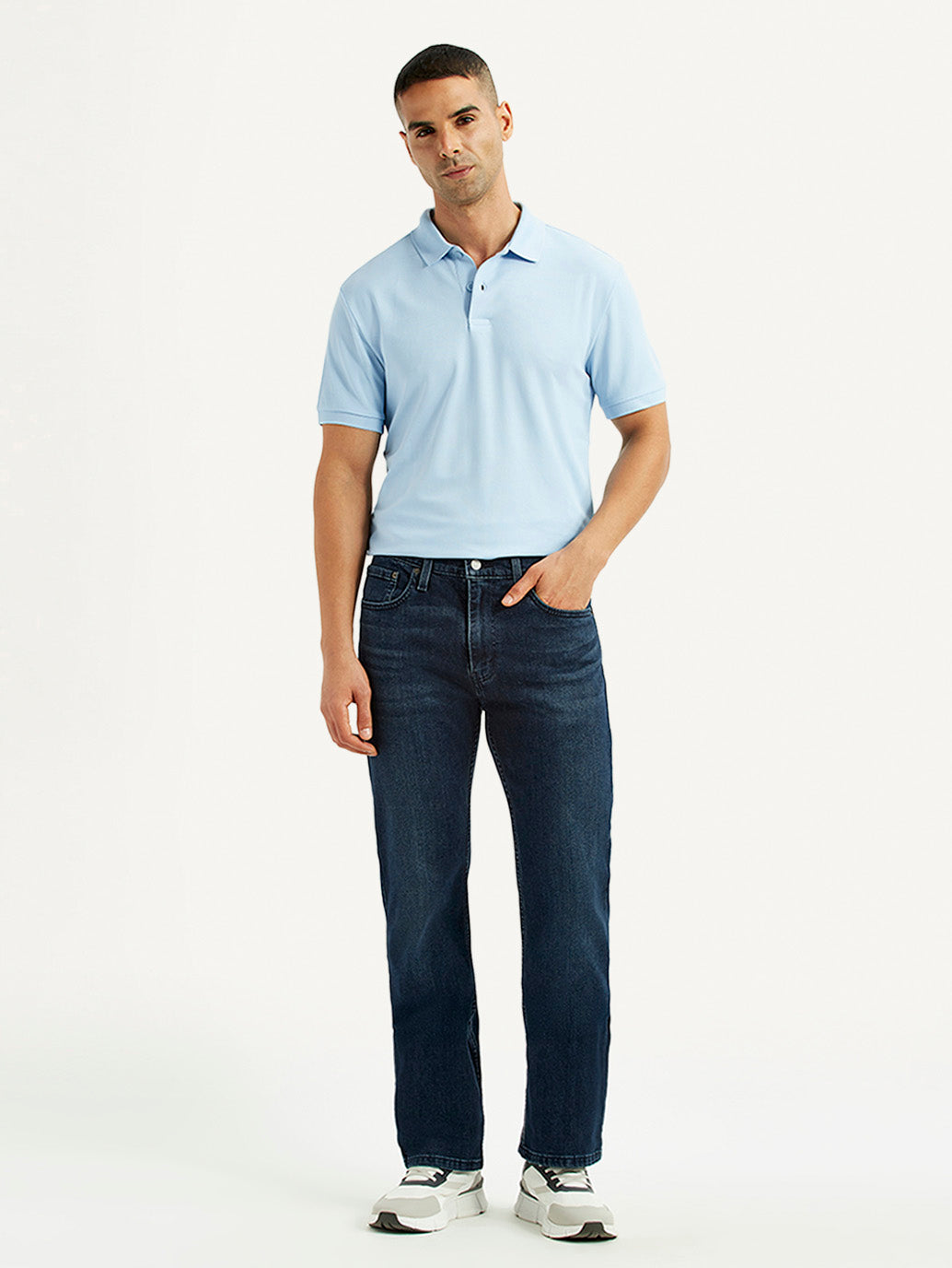 Men's 527 Dark Blue Slim Bootcut Fit Mid Rise Jeans - Front View