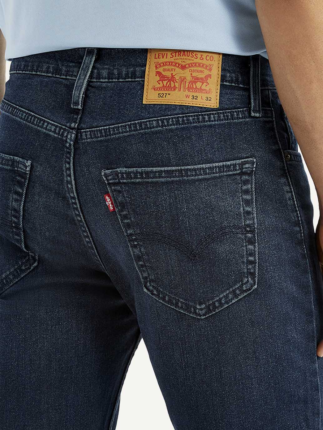 Men's 527 Dark Blue Slim Bootcut Fit Mid Rise Jeans - Detail View