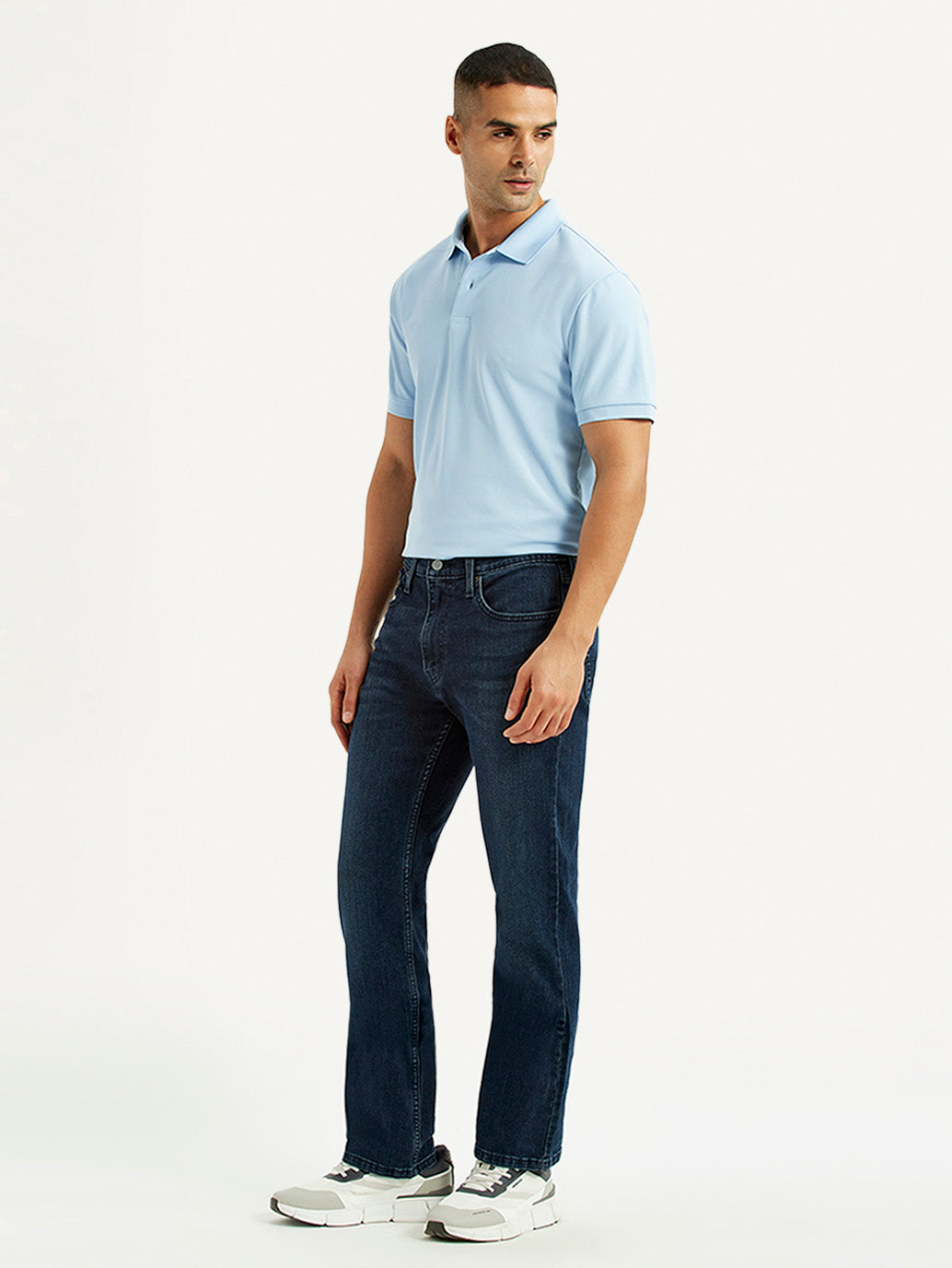 Men's 527 Dark Blue Slim Bootcut Fit Mid Rise Jeans - Side View
