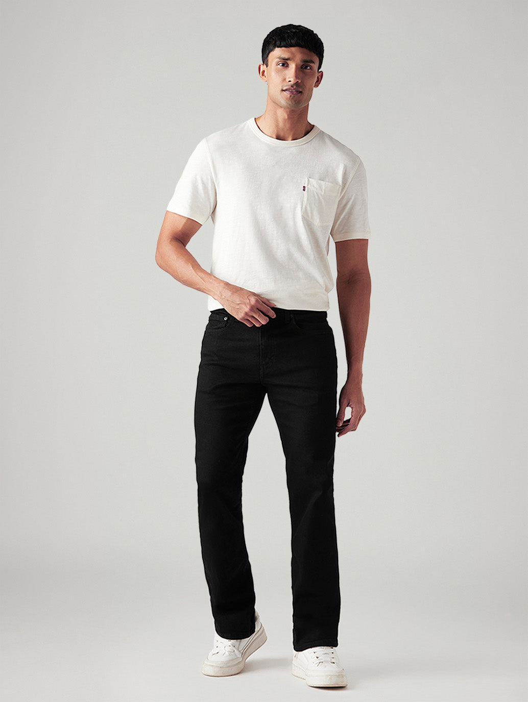 Men's 527 Black Bootcut Fit Mid Rise Jeans - Front View