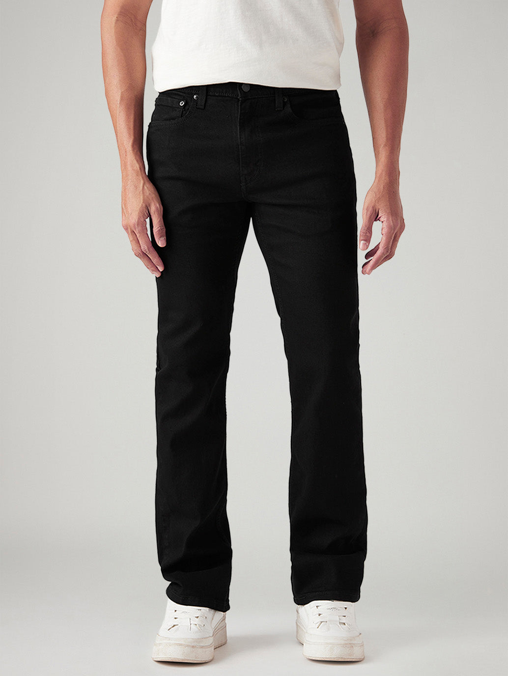 Men's 527 Black Bootcut Fit Mid Rise Jeans - Front View
