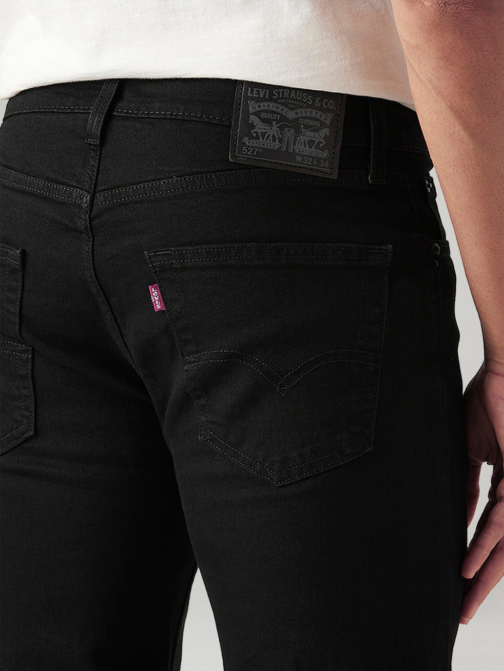 Men's 527 Black Bootcut Fit Mid Rise Jeans - Detail View