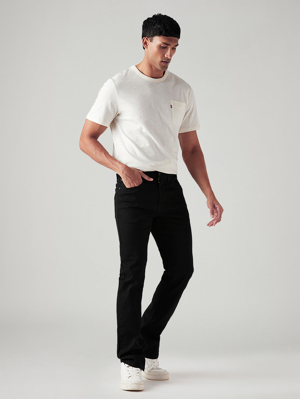 Men's 527 Black Bootcut Fit Mid Rise Jeans - Side View