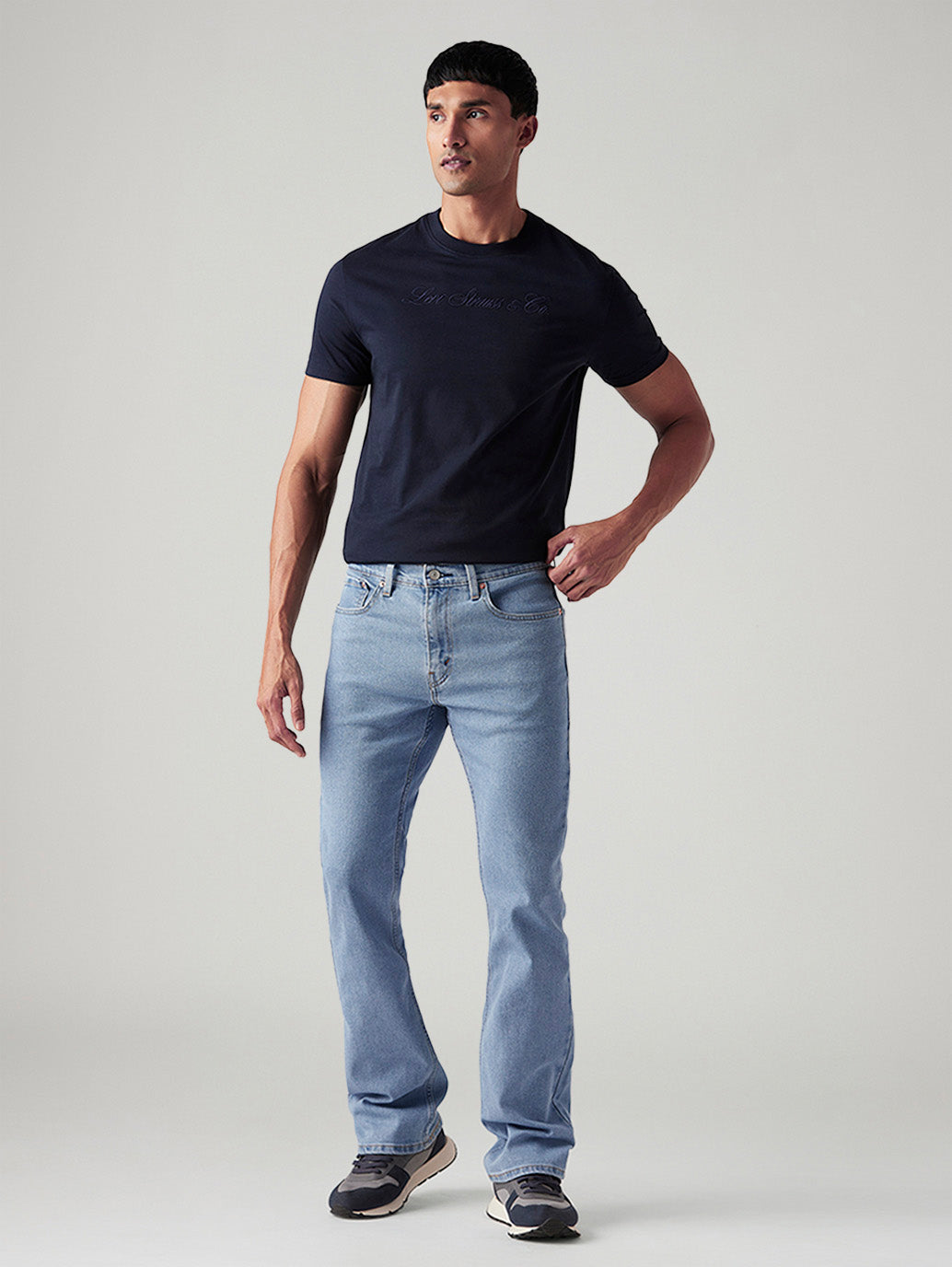 Men's 527 Light Blue Bootcut Fit Mid Rise Jeans - Front View