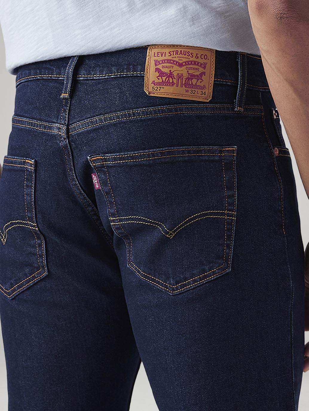 Men's 527 Dark Blue Bootcut Fit Mid Rise Jeans - Detail View