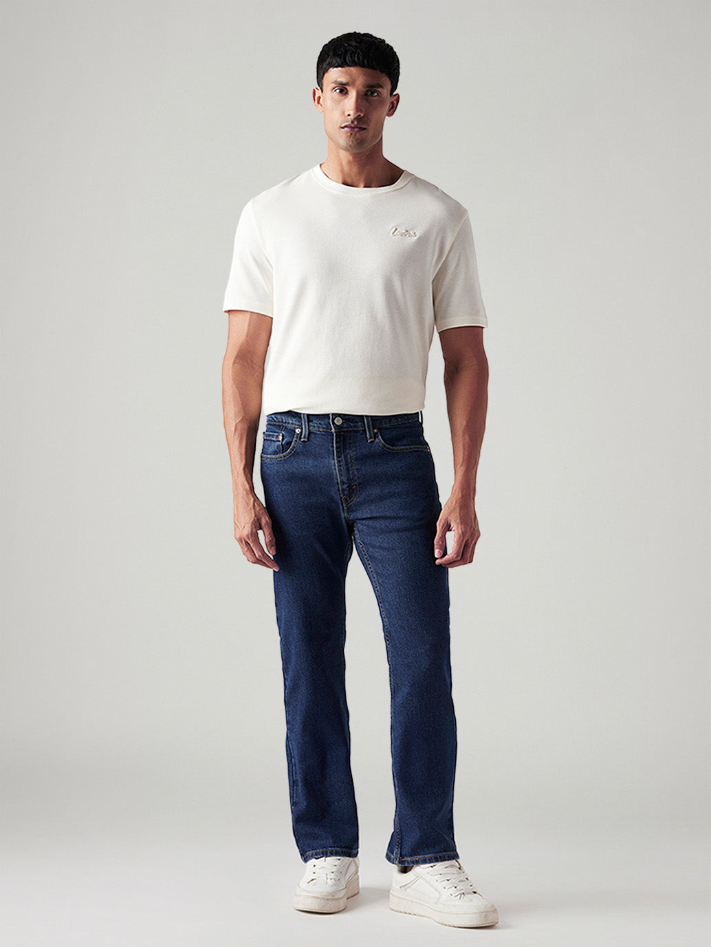 Men's 527 Dark Blue Bootcut Fit Mid Rise Jeans - Front View