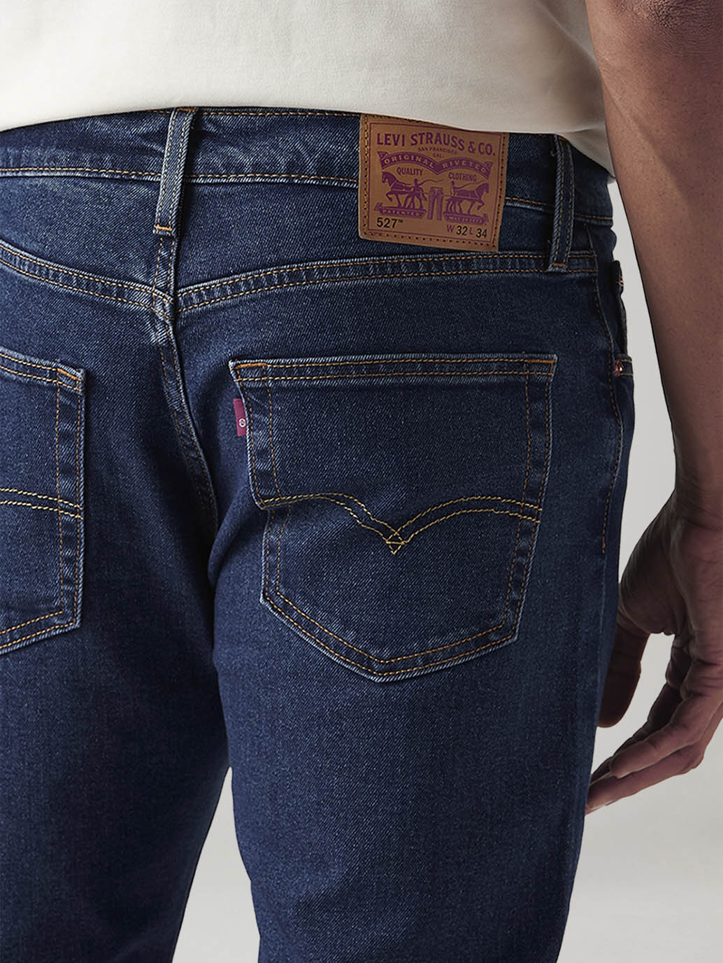 Men's 527 Dark Blue Bootcut Fit Mid Rise Jeans - Detail View