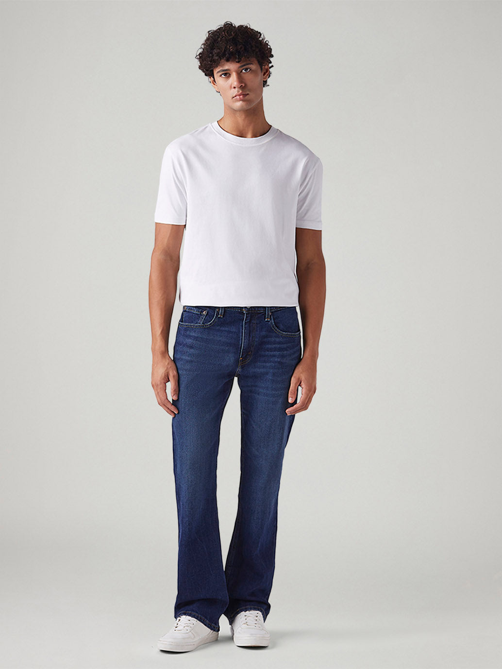 Men's 527 Dark Blue Bootcut Fit Mid Rise Jeans - Front View