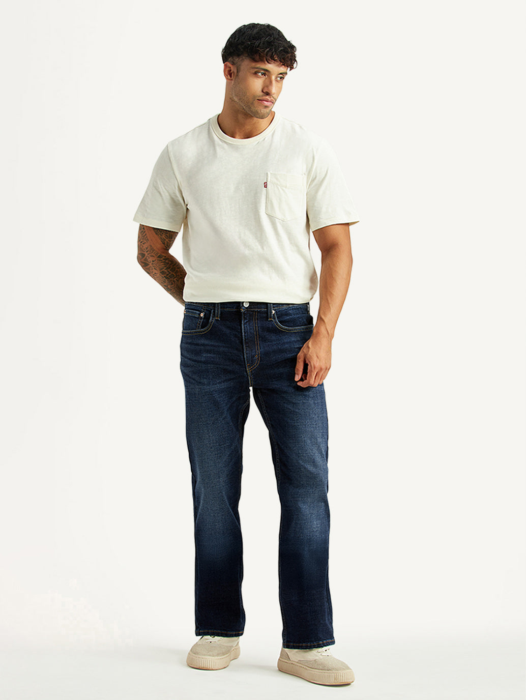 Men's 527 Dark Blue Bootcut Mid Rise Jeans - Front View