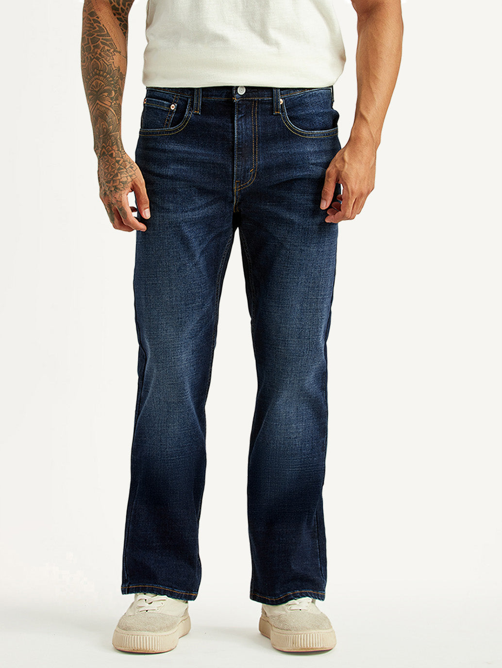 Men's 527 Dark Blue Bootcut Mid Rise Jeans - Front View