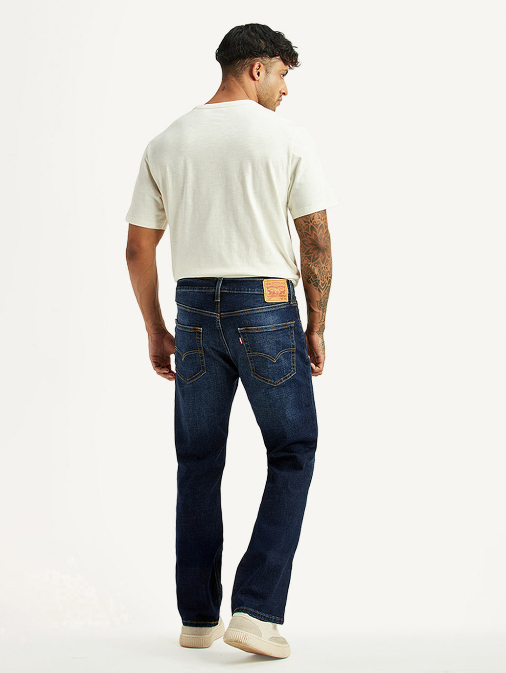 Men's 527 Dark Blue Bootcut Mid Rise Jeans - Back View