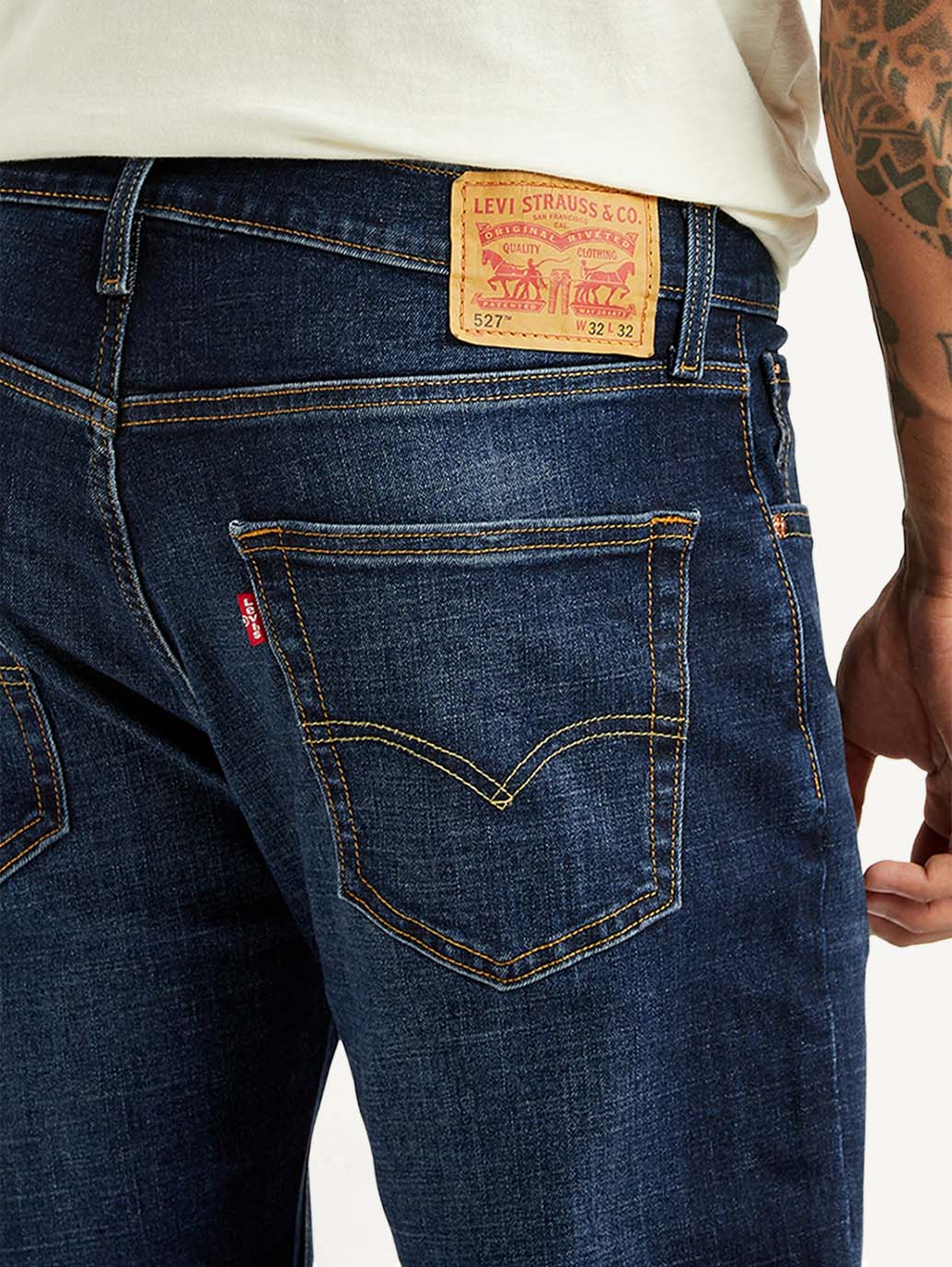 Men's 527 Dark Blue Bootcut Mid Rise Jeans - Detail View