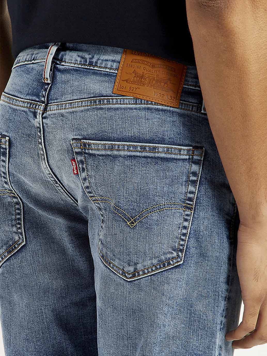 Men's 527 Blue Slim Bootcut Fit Mid Rise Jeans - Detail View