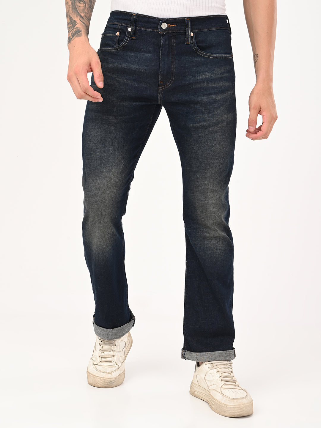 Men's 527 Dark Blue Bootcut Fit Mid Rise Jeans