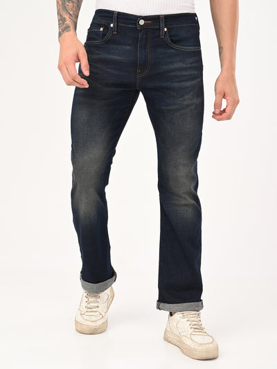 levi's Men's 527 Dark Blue Bootcut Fit Mid Rise Jeans-picture-43