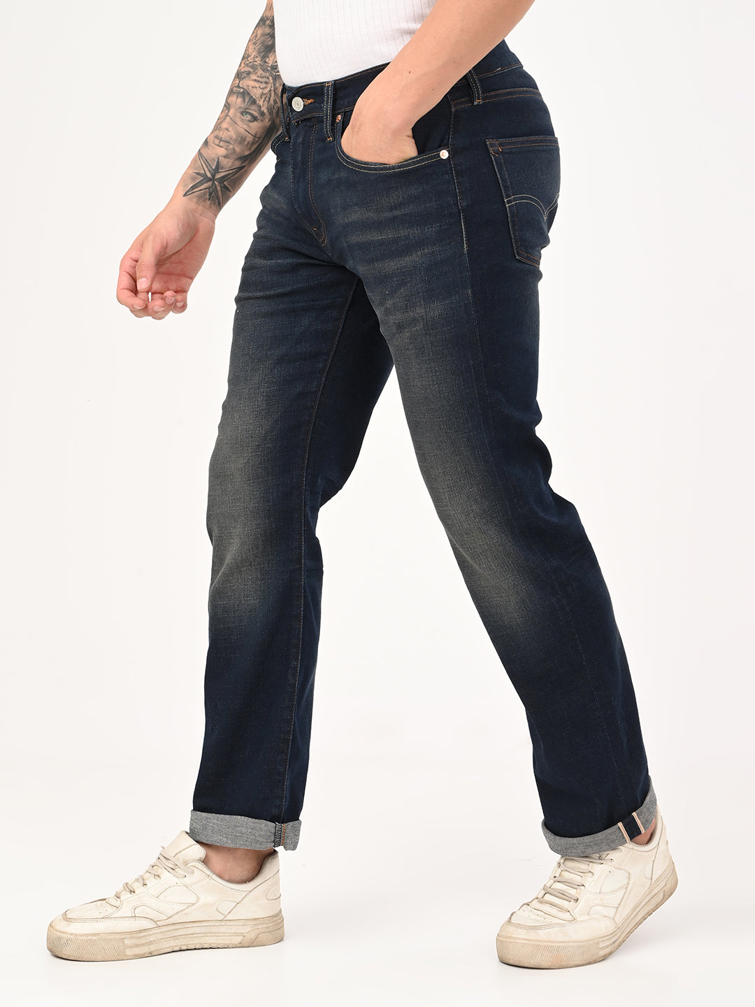 Men's 527 Dark Blue Bootcut Fit Mid Rise Jeans - jpg View