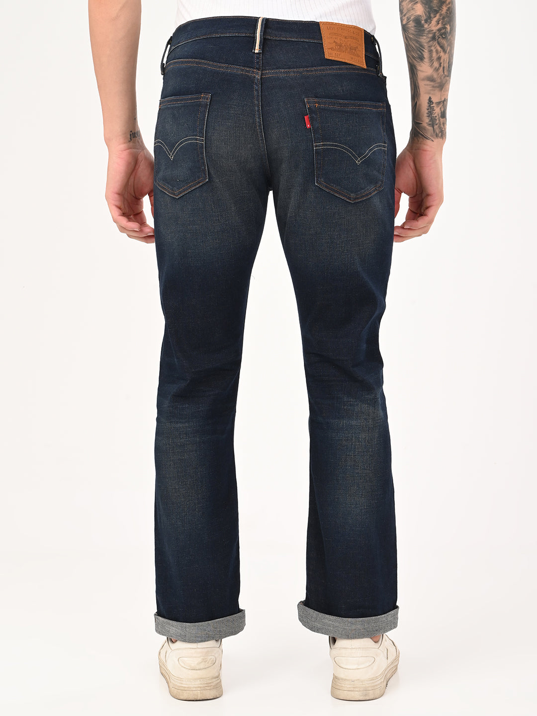 Men's 527 Dark Blue Bootcut Fit Mid Rise Jeans - bac View