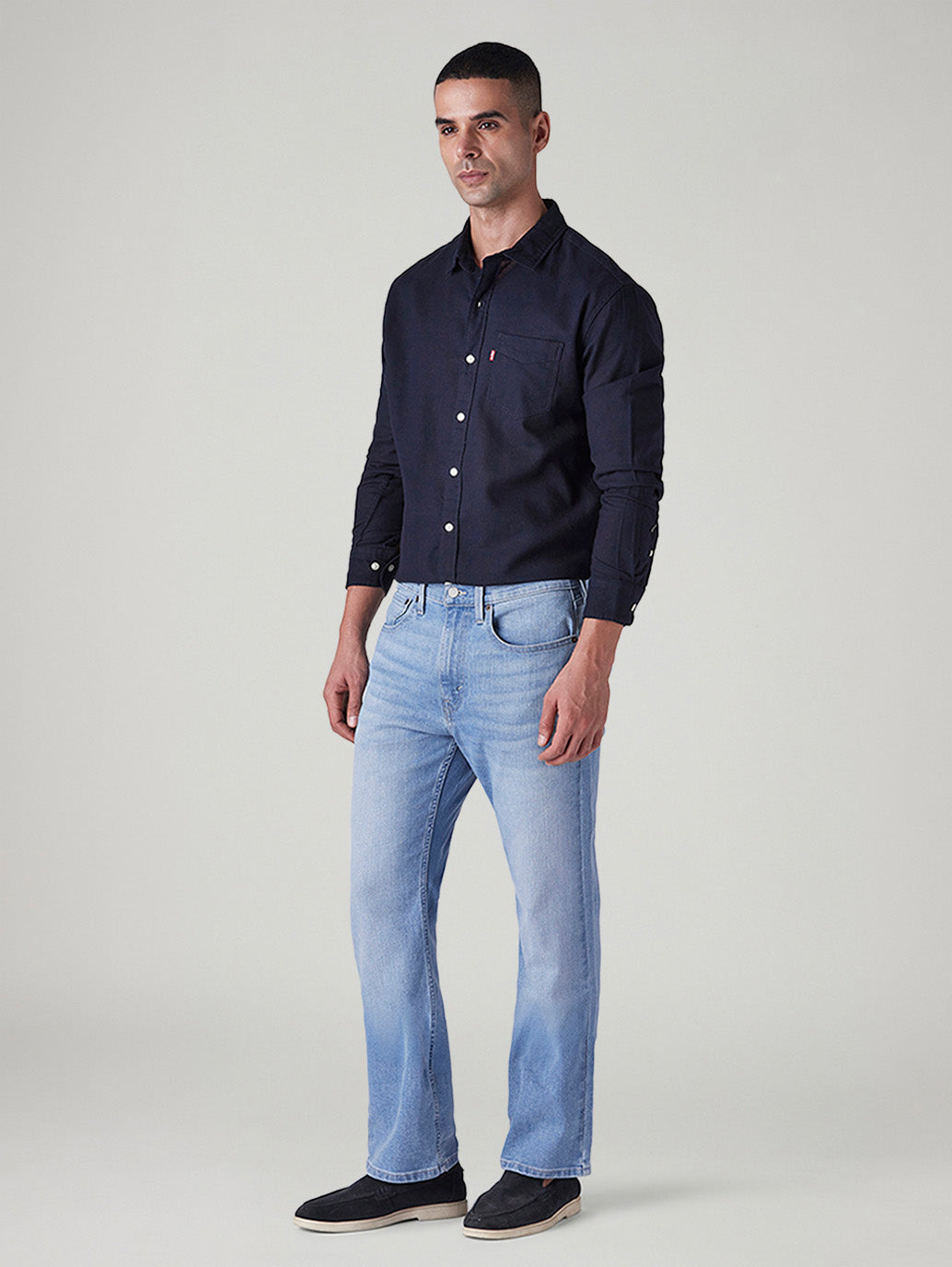 Men's 527 Light Blue Bootcut Fit Mid Rise Jeans - Side View