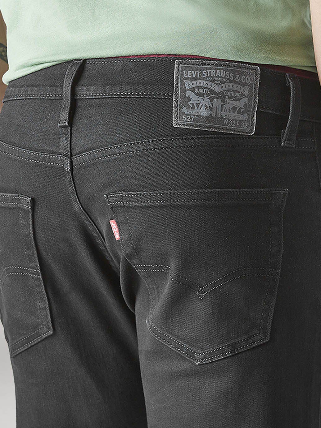 Men's 527 Charcoal Grey Bootcut Fit Mid Rise Jeans - Detail View