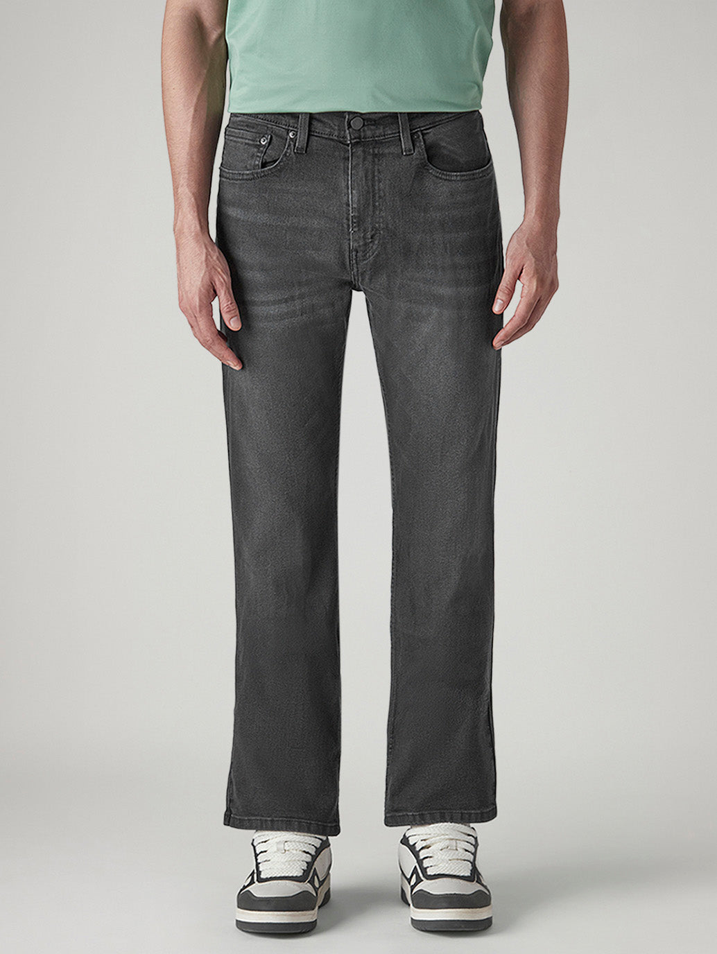 Men's 527 Charcoal Grey Bootcut Fit Mid Rise Jeans - Front View