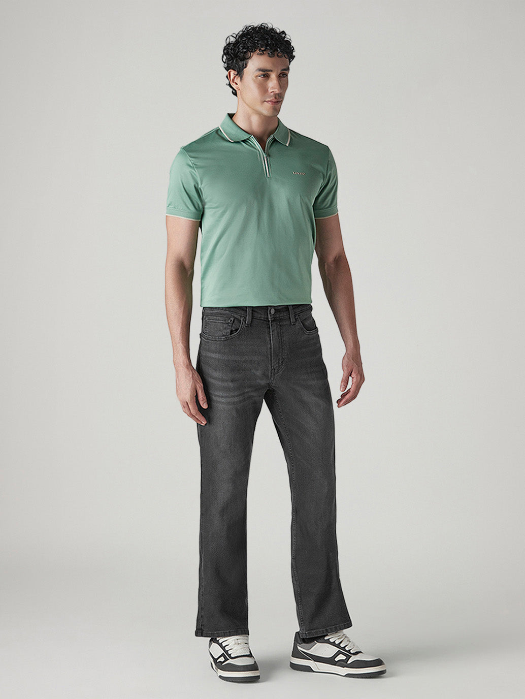 Men's 527 Charcoal Grey Bootcut Fit Mid Rise Jeans - Side View