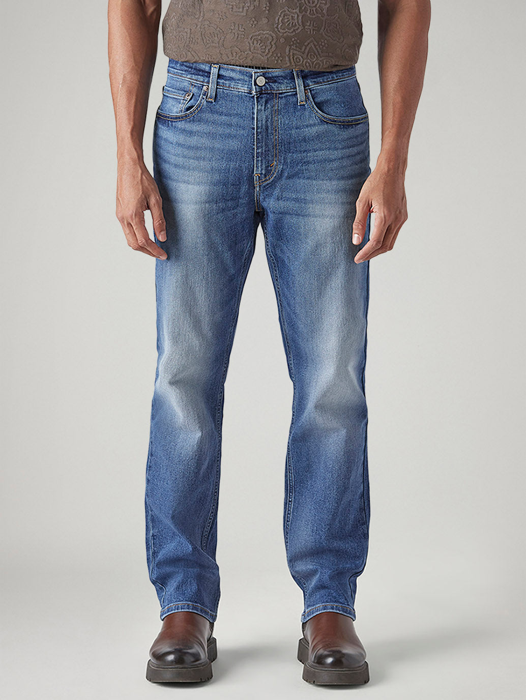 Men's 527 Blue Bootcut Fit Mid Rise Performance Jeans - Front View