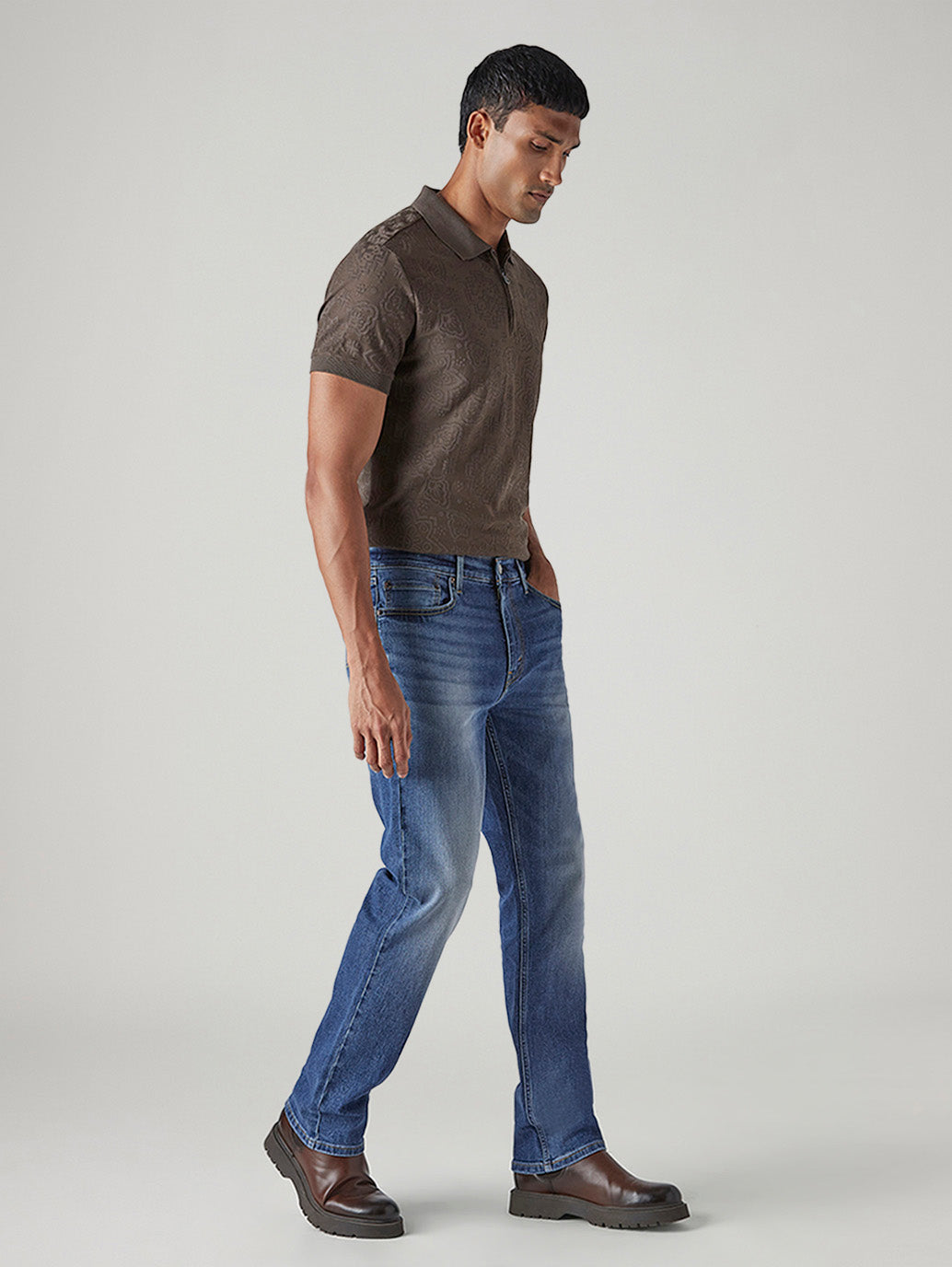 Men's 527 Blue Bootcut Fit Mid Rise Performance Jeans - Side View