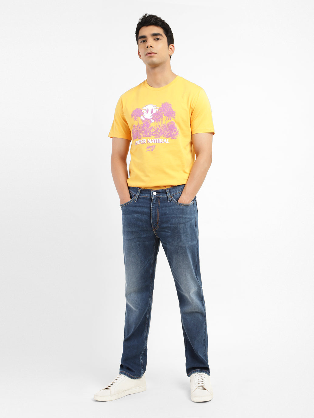 Men's 541 Blue Athletic Tapered Fit Mid Rise Jeans