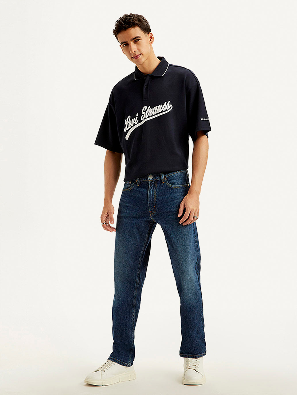 Men's 541 Dark Blue Athletic Tapered Fit Mid Rise Jeans