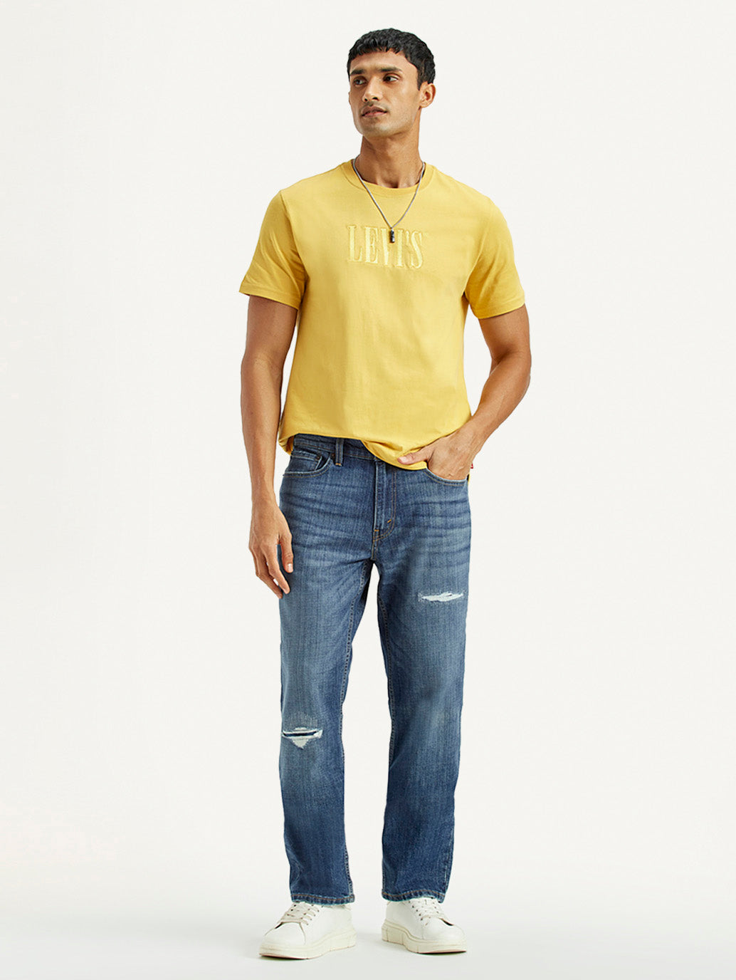 Men's 541 Med Indigo Athletic Tapered Fit Mid Rise Jeans - Styleshot View