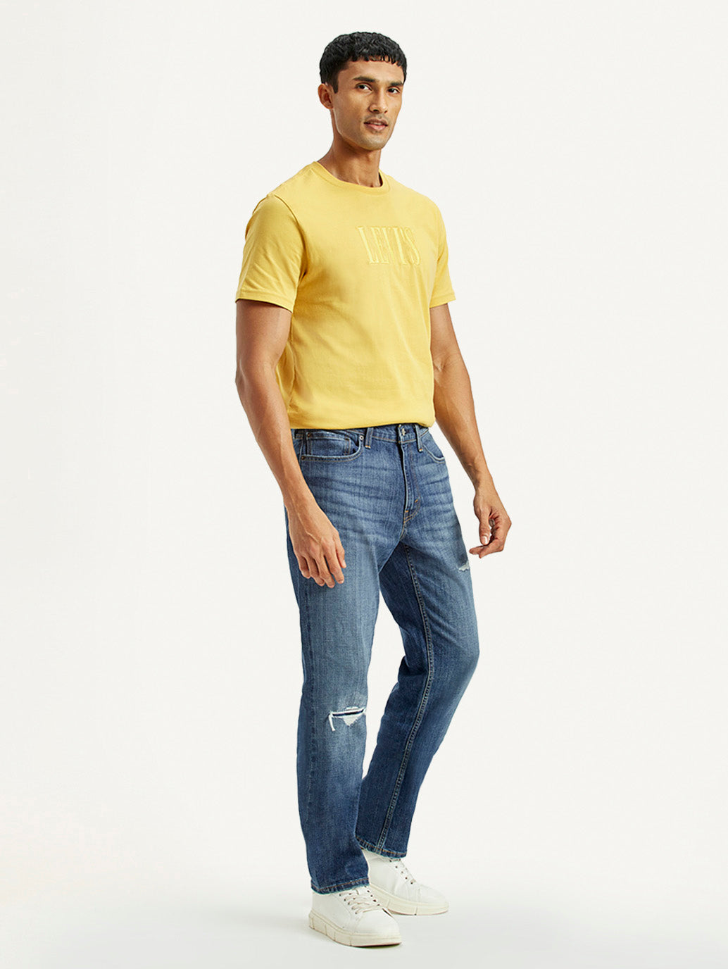 Men's 541 Med Indigo Athletic Tapered Fit Mid Rise Jeans - Side View