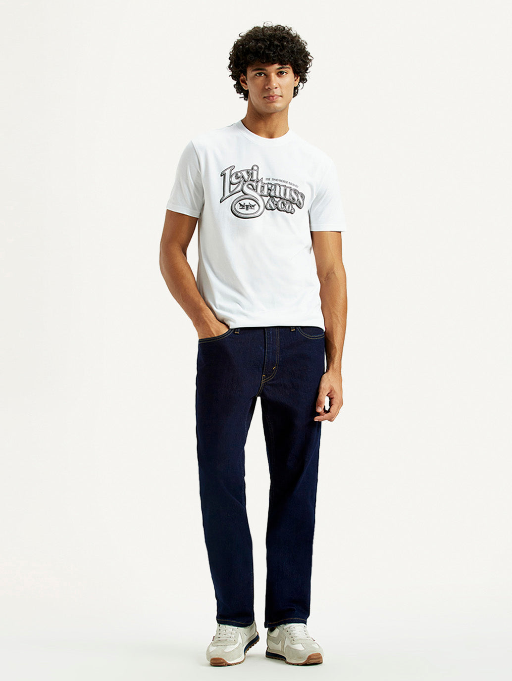 Men's 541 Navy Blue Athletic Tapered Fit Mid Rise Jeans - Styleshot View