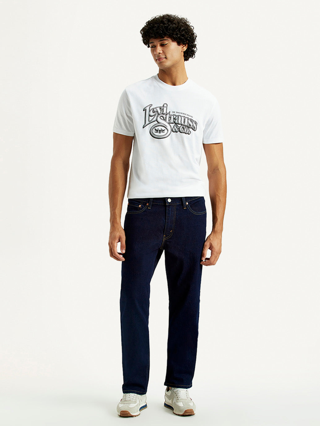 Men's 541 Navy Blue Athletic Tapered Fit Mid Rise Jeans - Front View