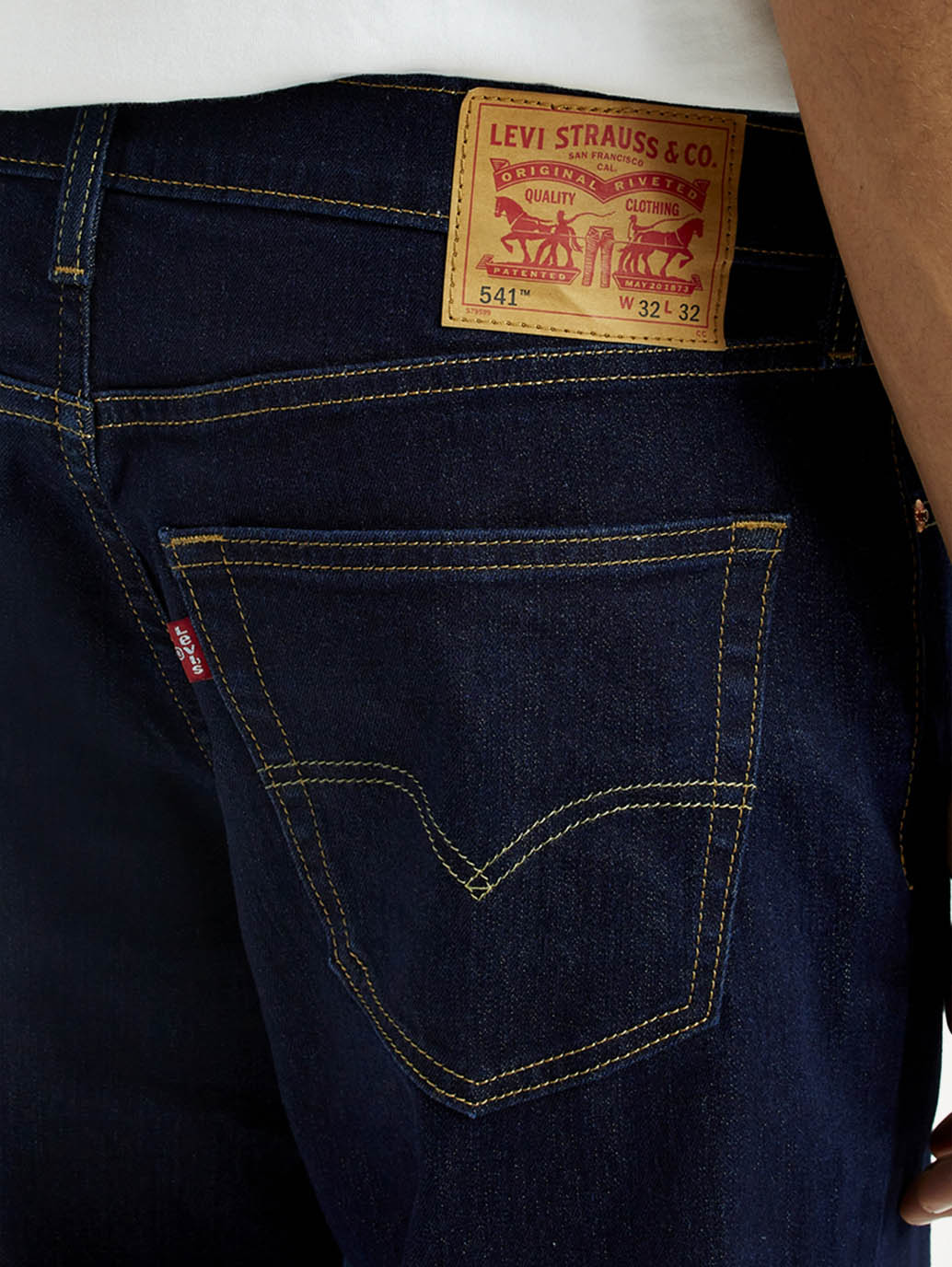 Men's 541 Navy Blue Athletic Tapered Fit Mid Rise Jeans - Detail View