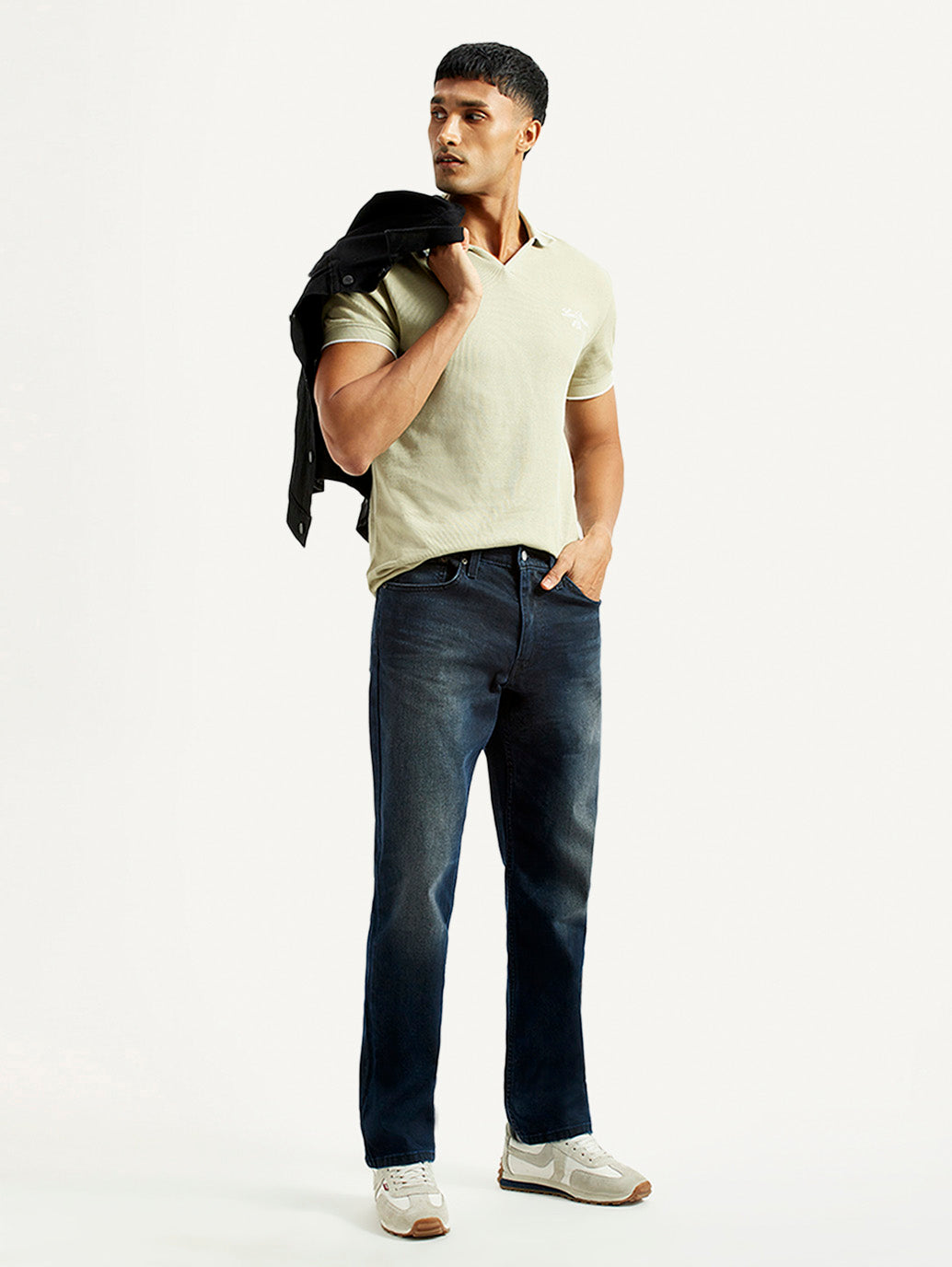 Men's 541 Dark Blue Athletic Tapered Fit Mid Rise Jeans - Styleshot View