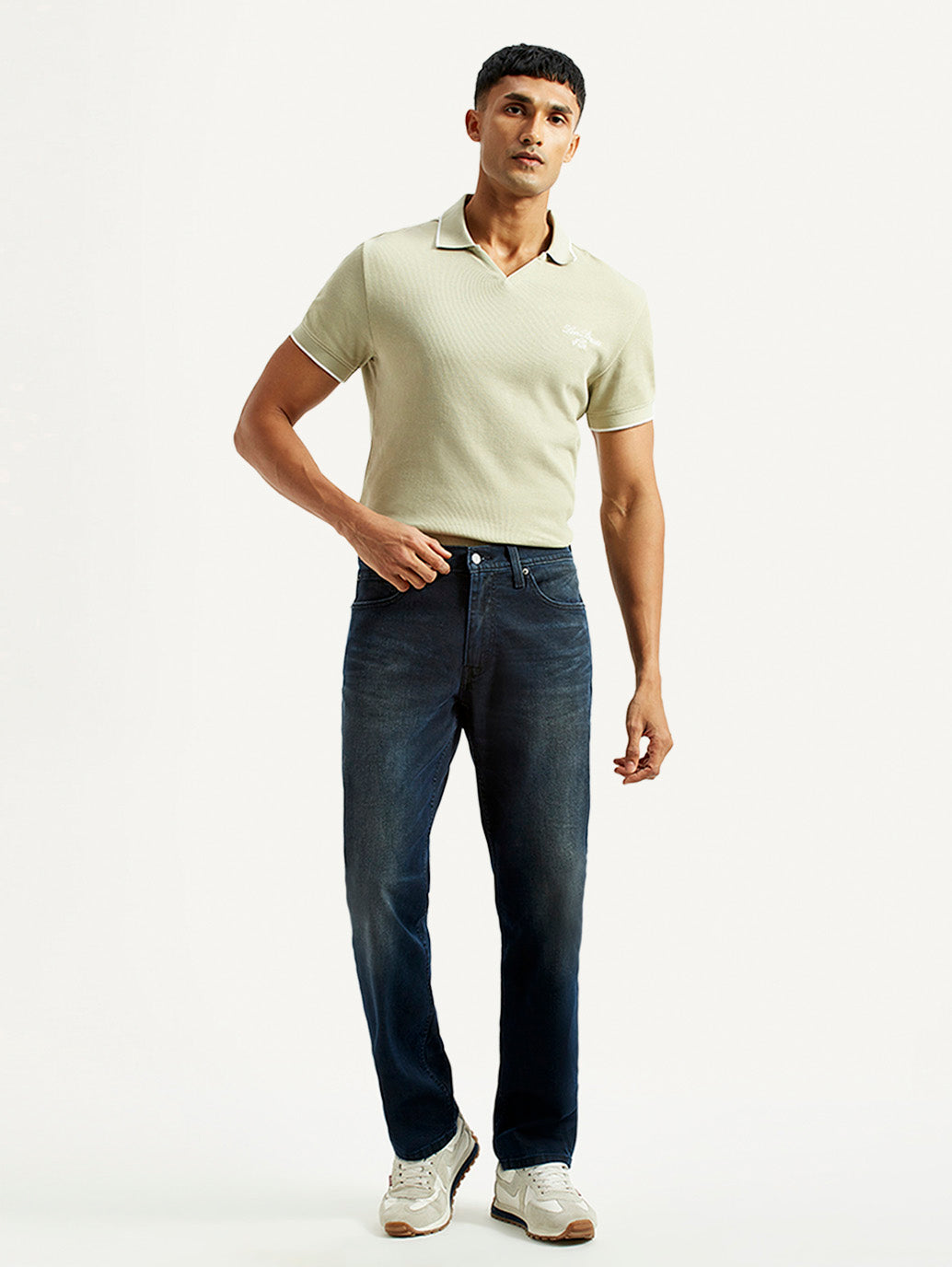 Men's 541 Dark Blue Athletic Tapered Fit Mid Rise Jeans - Front View