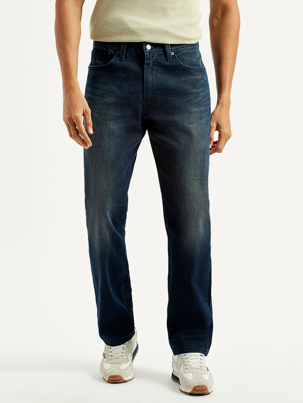 Men's 541 Dark Blue Athletic Tapered Fit Mid Rise Jeans - Front View